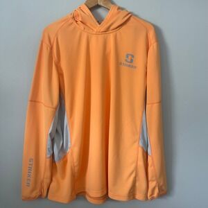 Striker HyTide Hoodie Mens XXL Orange Performance Sun Shirt Thumbholes Mesh UPF